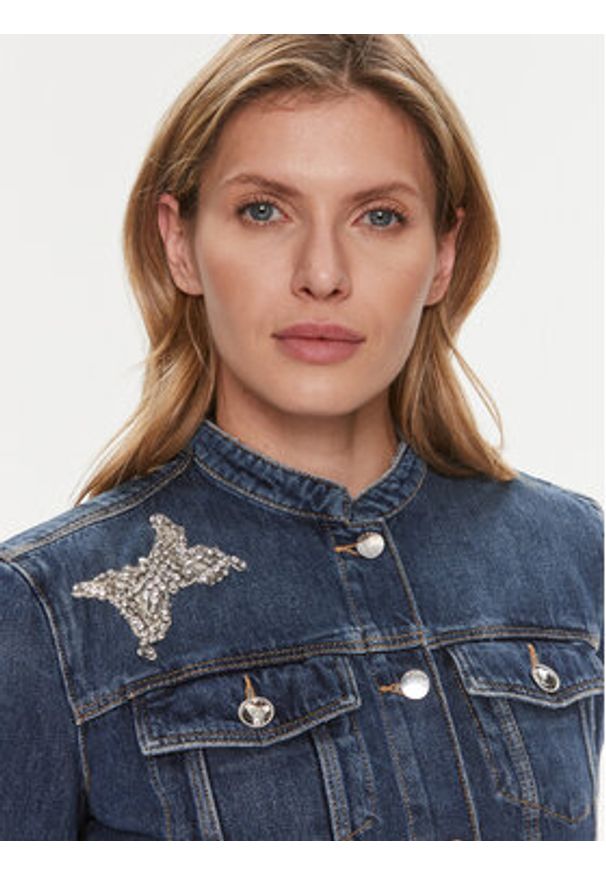 Guess Kurtka jeansowa Delya W4RN54 D4VIG Granatowy Regular Fit. Kolor: niebieski. Materiał: bawełna