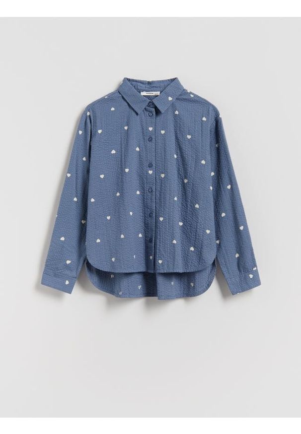 Reserved - Wzorzysta koszula z bawełny - jasnoniebieski. Kolor: niebieski. Materiał: bawełna