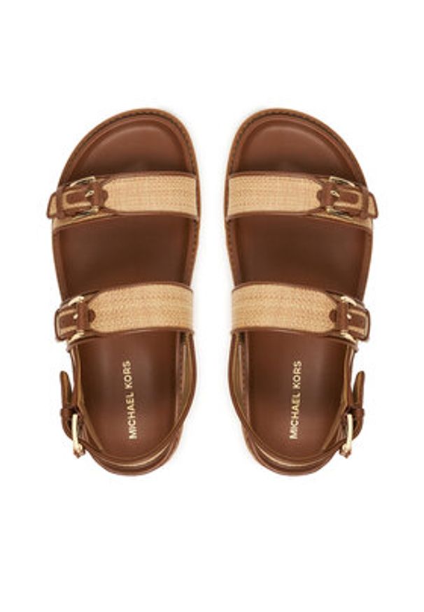 MICHAEL Michael Kors Sandały Nia Flat 40S6NIFS1D Beżowy. Kolor: beżowy. Materiał: materiał