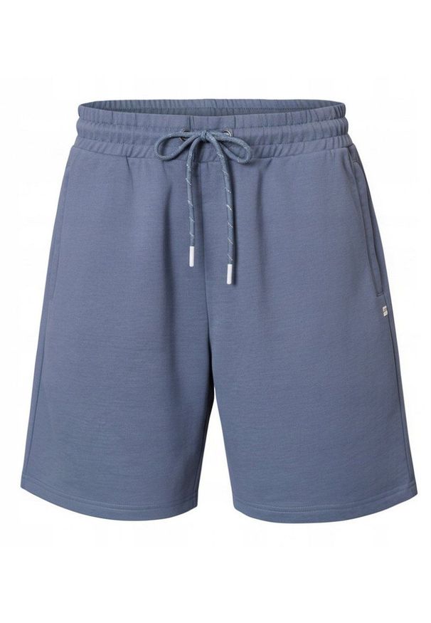 Męskie Krótkie Spodenki Dresowe (Szorty) - Pako Jeans - Niebieskie. Kolor: niebieski. Materiał: bawełna. Długość: krótkie. Sezon: lato. Styl: sportowy