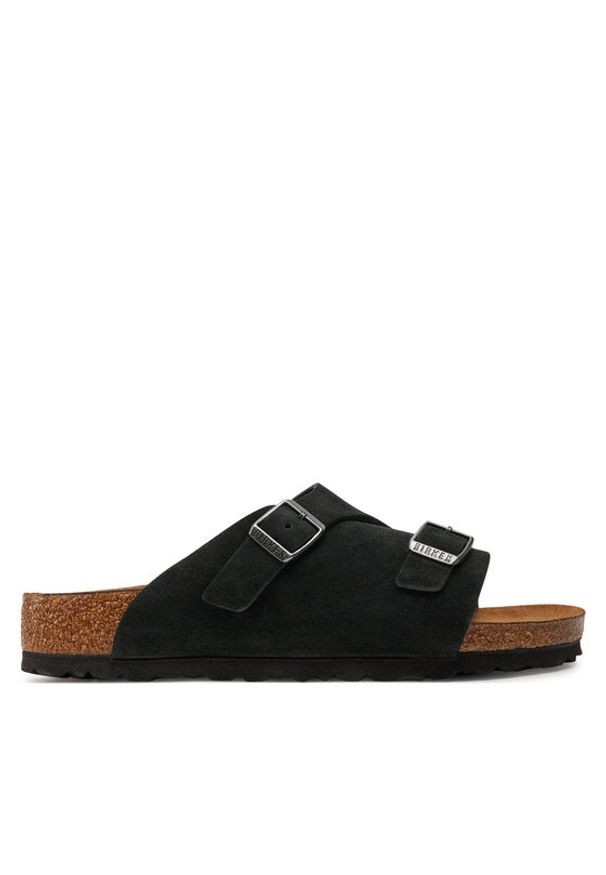 Birkenstock Klapki Zürich 1025060 Czarny. Kolor: czarny. Materiał: skóra