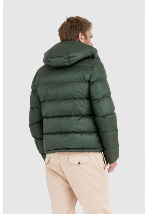 Blauer USA - BLAUER Ciemnozielona puchowa kurtka męska TRACY z kapturem, Rozmiar XXL. Typ kołnierza: kaptur. Kolor: zielony. Materiał: puch