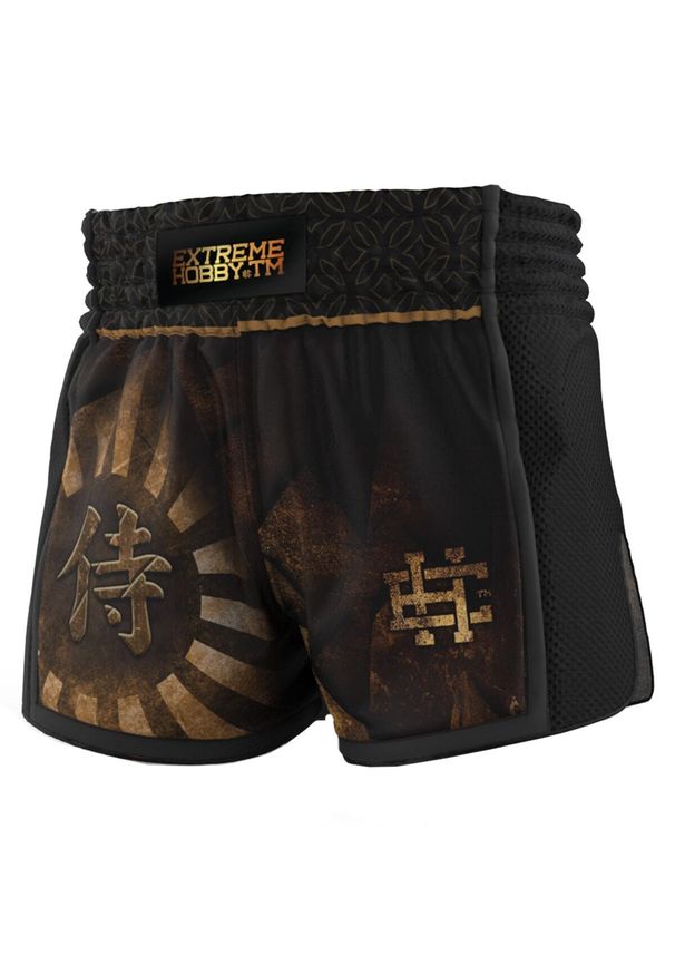 Spodenki Muay Thai męskie EXTREME HOBBY BUSHIDO. Kolor: czarny. Materiał: poliester, elastan