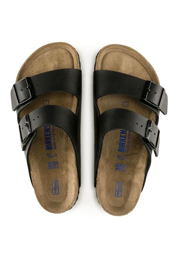 Birkenstock Arizona BS Klapki unisex. Okazja: na co dzień, do domu, na spacer. Kolor: czarny. Materiał: skóra, materiał, zamsz. Wzór: gładki, paski. Sezon: lato. Styl: casual, klasyczny