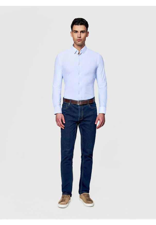 Pako Lorente - PAKO LORENTE - Dzianinowa koszula męska w pepitkę. Typ kołnierza: kołnierzyk klasyczny. Materiał: dzianina. Długość rękawa: długi rękaw. Długość: długie