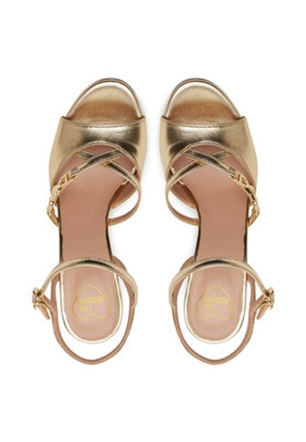 Love Moschino - LOVE MOSCHINO Sandały JA16089G1MIF0900 Złoty. Kolor: złoty. Materiał: skóra