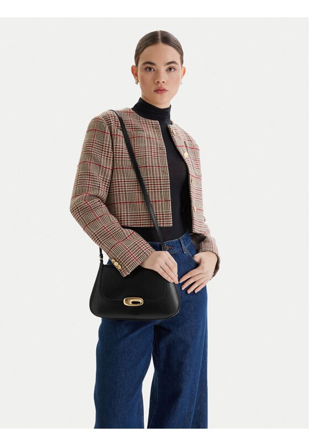 Calvin Klein Torebka Hardware Flap Medium Crossbody LV04F3401G Czarny. Kolor: czarny. Materiał: skórzane