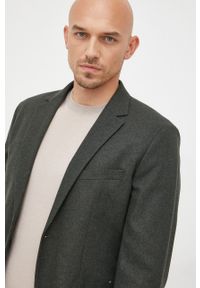 Selected Homme marynarka z domieszką wełny kolor zielony. Kolor: zielony. Materiał: wełna. Wzór: aplikacja #4