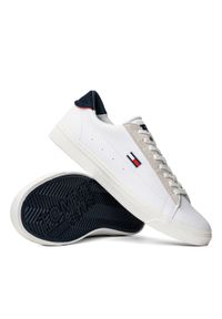 Sneakersy męskie białe Tommy Jeans Retro Vulc Tjm Leather. Kolor: biały