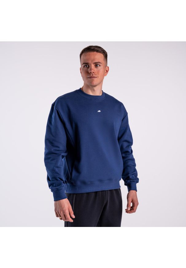 Bluza crewneck basic DZIK® granatowa. Kolor: niebieski. Sport: fitness