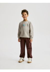 Reserved - Bawełniana bluza oversize - beżowy. Kolor: beżowy. Materiał: bawełna