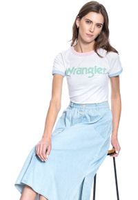 Wrangler - WRANGLER RINGER TEE REAL WHITE W7N0EVXW1. Wzór: kolorowy, nadruk #5