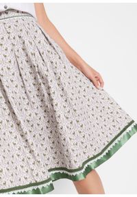 Spódnica w ludowym stylu bonprix matowy srebrny - zieleń paproci wzorzysty. Kolor: szary. Styl: elegancki #3