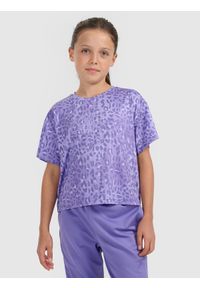 4f - 4F Crop-top sportowy szybkoschnący dziewczęcy - fioletowy 134/140 (8-10 lat). Kolor: fioletowy. Sezon: lato. Styl: sportowy