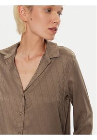 Calvin Klein Koszulka piżamowa Buttondown 000QS7302E Brązowy Regular Fit. Kolor: brązowy. Materiał: syntetyk #2