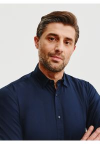 Pako Lorente - PAKO LORENTE – Casualowa koszula męska w kolorze granatowym. Okazja: na co dzień. Kolor: niebieski. Materiał: bawełna, elastan. Długość rękawa: długi rękaw. Długość: długie. Styl: casual #6