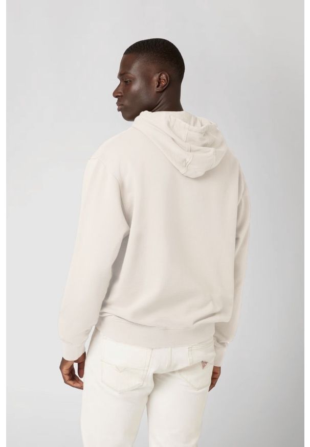 Guess - GUESS Beżowa bluza męska Finch Terry, Rozmiar L. Kolor: biały. Materiał: bawełna. Styl: klasyczny