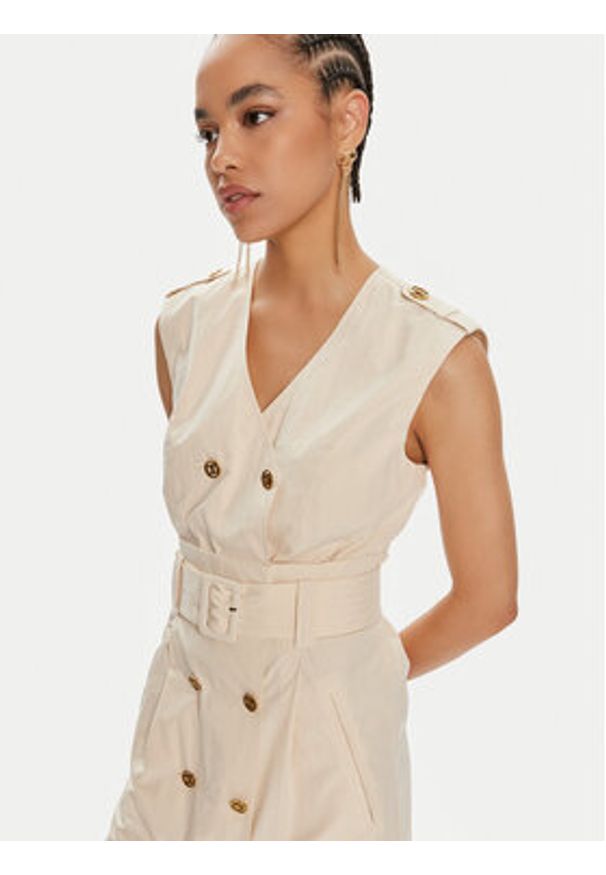TwinSet - TWINSET Sukienka codzienna 241TT2050 Beżowy Regular Fit. Okazja: na co dzień. Kolor: beżowy. Materiał: bawełna. Typ sukienki: proste. Styl: casual