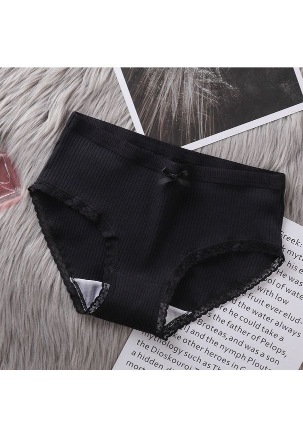 Intica - Majtki prążkowane o średnim stanie z miękkiego materiału Norina. Kolor: czarny. Materiał: materiał, prążkowany. Wzór: prążki