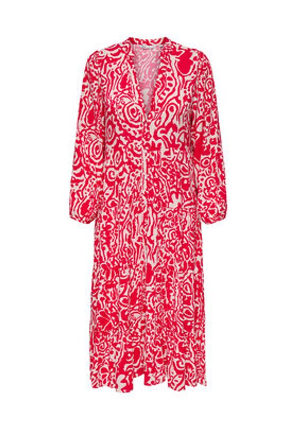 only - ONLY Sukienka koszulowa Milana 15308233 Czerwony Loose Fit. Kolor: czerwony. Materiał: wiskoza. Typ sukienki: koszulowe
