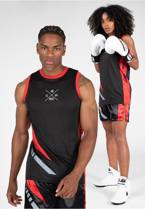 GORILLA WEAR - Hornell Top bez rękawów - Czarny/Czerwony. Kolor: czerwony. Długość rękawa: bez rękawów