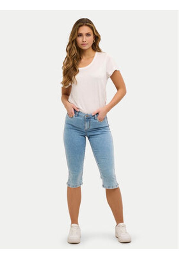 Kaffe Spodnie capri Vicky 10505521 Niebieski Slim Fit. Kolor: niebieski. Materiał: bawełna