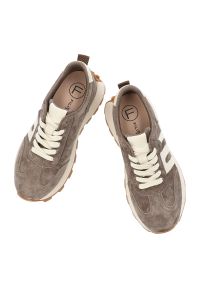 Sneakersy damskie Filippo, cholewka z naturalnej skóry zamszowej z naszywanymi panelami ze skóry licowej i klasycznym sznurowaniem z widocznymi przes. Okazja: na spacer, na co dzień. Zapięcie: sznurówki. Kolor: brązowy. Materiał: zamsz, skóra. Szerokość cholewki: normalna. Sezon: wiosna, jesień. Styl: klasyczny #3