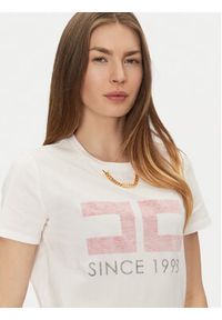 Elisabetta Franchi T-Shirt MA-033-51E2-V180 Biały Regular Fit. Kolor: biały. Materiał: bawełna