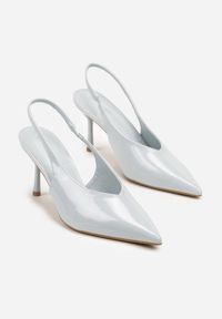 Renee - Niebieskie Lakierowane Sandały na Szpilce Typu Slingback Addoxie. Okazja: na co dzień, na spacer. Kolor: niebieski. Materiał: lakier. Obcas: na szpilce. Styl: elegancki, casual. Wysokość obcasa: średni #6