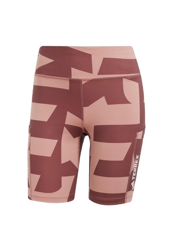 Adidas - Szorty Terrex Multi 8-Inch Tight Printed. Kolor: czerwony, brązowy, różowy, wielokolorowy. Materiał: materiał. Sport: turystyka piesza