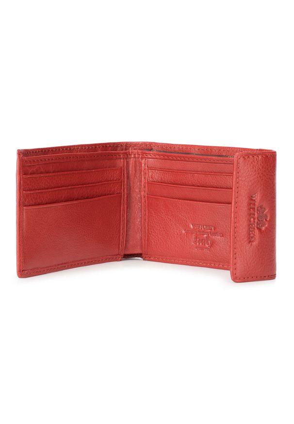 Wittchen - Etui na karty skórzane rozkładane. Kolor: czerwony. Materiał: skóra