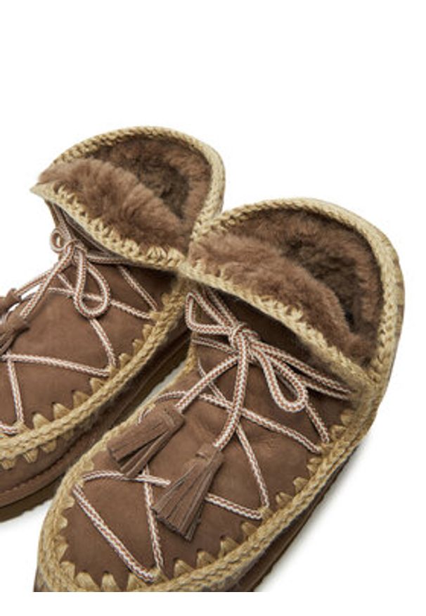 Mou Śniegowce Eskimo Scoubidoo Lace FW101124A Brązowy. Kolor: brązowy. Materiał: skóra