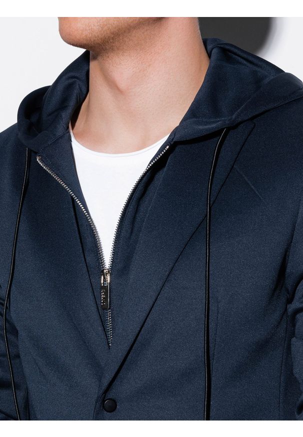 Niebieska marynarka Ombre Clothing z kapturem, na co dzień, casualowa