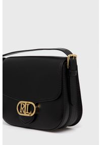 Lauren Ralph Lauren torebka skórzana kolor czarny. Kolor: czarny. Materiał: skórzane. Rodzaj torebki: na ramię