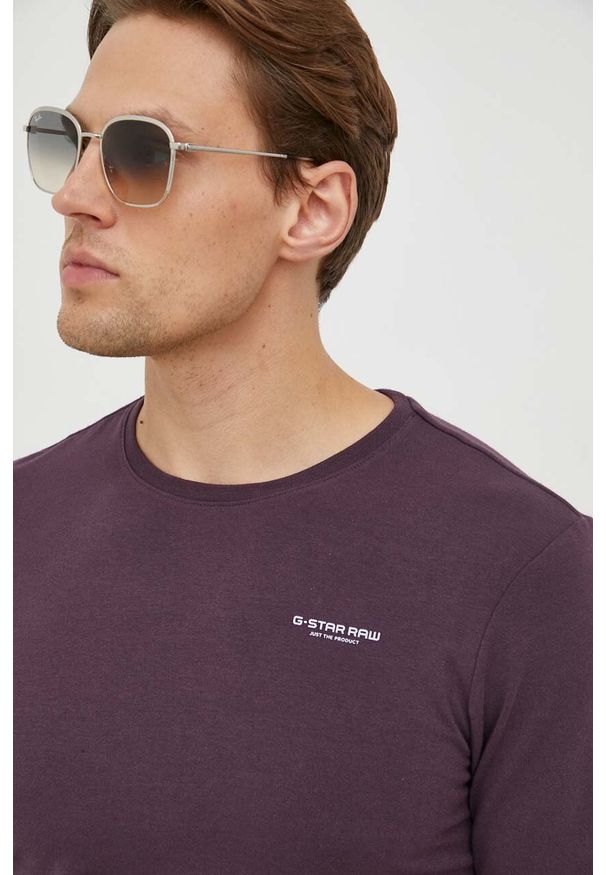 G-Star RAW - G-Star Raw t-shirt męski kolor fioletowy gładki. Kolor: fioletowy. Materiał: bawełna. Wzór: gładki