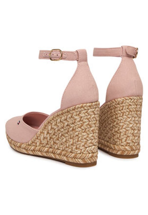 TOMMY HILFIGER - Tommy Hilfiger Espadryle Flag High Wedge Espad Closed Toe FW0FW09225 Różowy. Kolor: różowy. Materiał: materiał