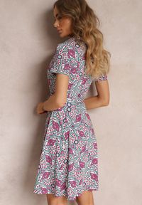 Renee - Fuksjowa Koszulowa Sukienka z Materiałowym Paskiem Mineda. Kolor: różowy. Materiał: materiał. Sezon: lato. Typ sukienki: koszulowe #3