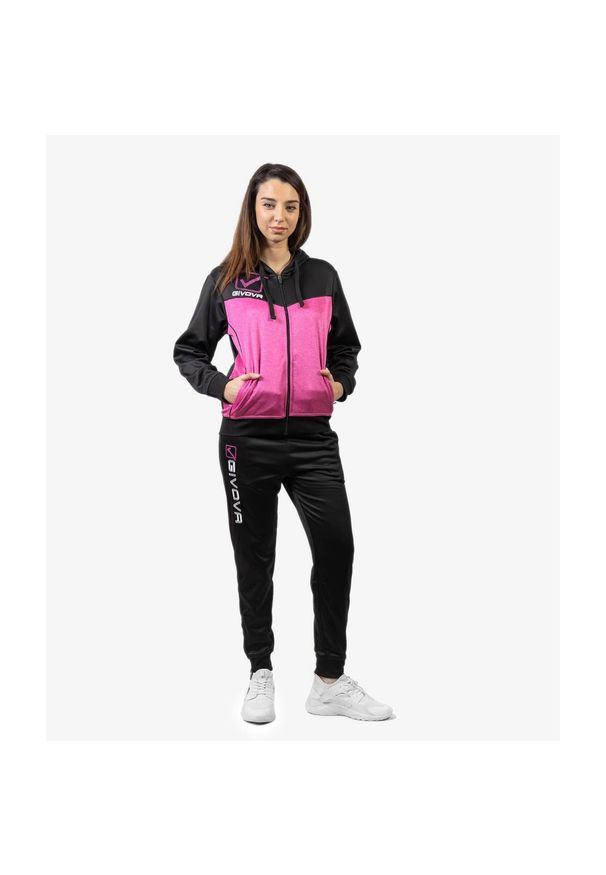 Givova Dres Visa Melange z Kapturem, Polarfleece, rozmiar S. Kolor: czarny, czerwony, wielokolorowy. Materiał: dresówka