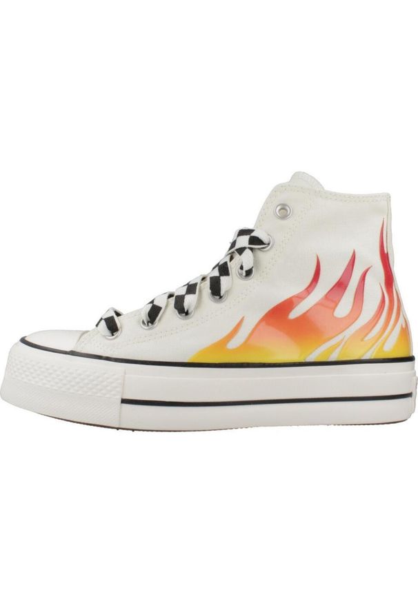 Tenisówki Converse Model Chuck Taylor All Star Lift Platform Flames Kolor Biały. Kolor: biały. Materiał: tkanina. Obcas: na platformie