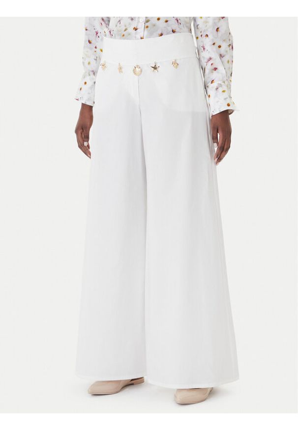 Marella Spodnie materiałowe Gala 2613131122 Biały Wide Leg. Kolor: biały. Materiał: bawełna