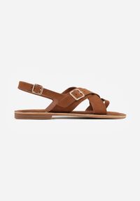 Renee - Brązowe Sandały Japonki VICES z Ozdobnym Paskiem i Klamrą Vendan. Okazja: na co dzień. Zapięcie: klamry. Kolor: brązowy. Materiał: jeans. Sezon: lato. Styl: casual, elegancki #9