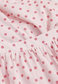 Renee - Różowy Bawełniano-Wiskozowy Komplet Balloon w Groszki Wiązany Top i Szorty Luxina. Kolor: różowy. Materiał: wiskoza, bawełna. Wzór: grochy #8