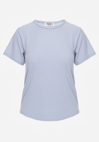 Renee - Jasnoniebieski T-shirt Basic z Okrągłym Dekoltem Dolea. Okazja: na co dzień. Kolor: niebieski. Materiał: jeans. Długość: krótkie. Wzór: gładki. Styl: casual #6