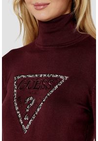 Guess - GUESS Bordowy damski golf Triangle Logo, Rozmiar M. Typ kołnierza: golf. Kolor: czerwony #3