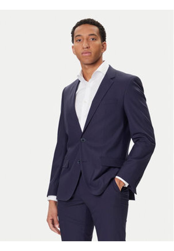Hugo - HUGO Garnitur Henry/Getlin232X 50547345 Granatowy Slim Fit. Kolor: niebieski. Materiał: wełna