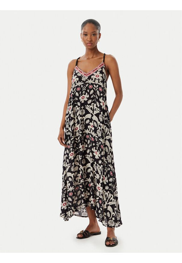 LOLA CASADEMUNT Sukienka letnia LS2616027 Czarny Regular Fit. Kolor: czarny. Materiał: wiskoza. Sezon: lato