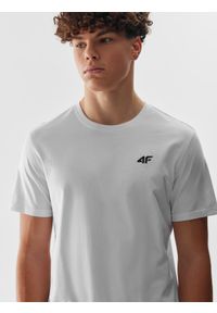 4f - T-shirt regular gładki męski. Kolor: biały. Materiał: bawełna. Wzór: gładki #2