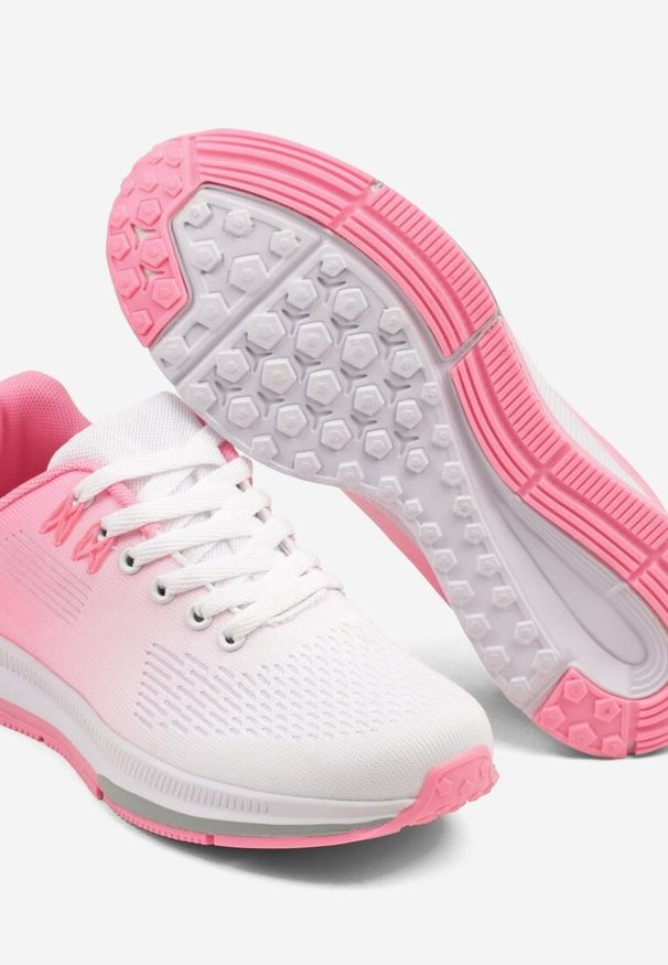 Born2be - Biało-Różowe Buty Sportowe Sneakersy Ozdobione Cieniowaniem Xakkaria. Okazja: na co dzień. Zapięcie: sznurówki. Kolor: biały. Materiał: jeans. Wzór: aplikacja