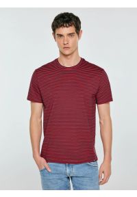 Big-Star - Koszulka męska w paski czerwona Garri 603. Kolor: czerwony. Materiał: materiał, bawełna, dzianina. Wzór: paski. Styl: klasyczny #1