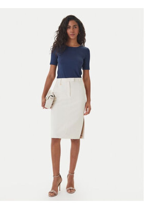 Fracomina T-Shirt FS26ST7008K420Q7 Granatowy Slim Fit. Kolor: niebieski. Materiał: wiskoza